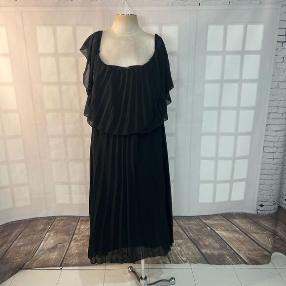 🔥🔥5 for $25🔥🔥 ASOS Black Pleated Off The Shoulder Dress Size 20 - Picture 1 of 11